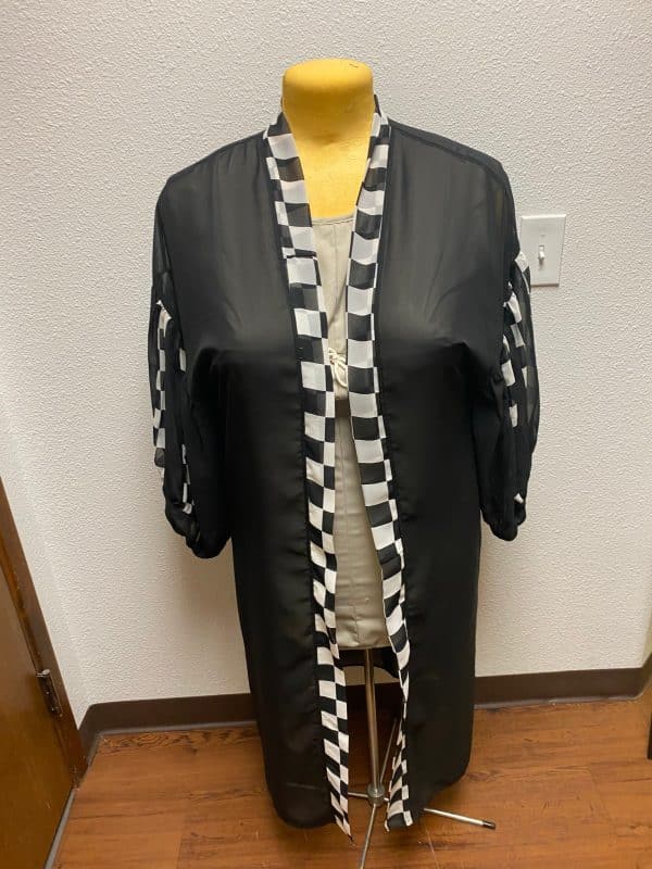 Sheer Black And White Kaftan/ Kimono - Image 2