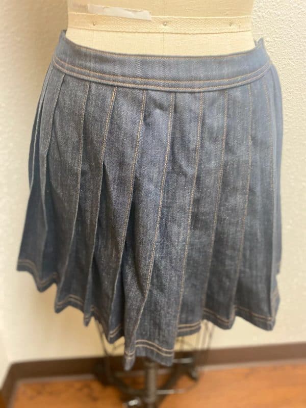 Pleated Denim Skirt - Image 2