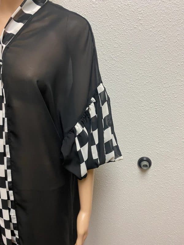 Sheer Black And White Kaftan/ Kimono - Image 4