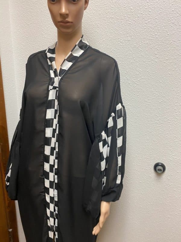 Sheer Black And White Kaftan/ Kimono - Image 5