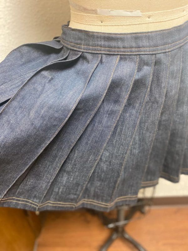 Pleated Denim Skirt - Image 3