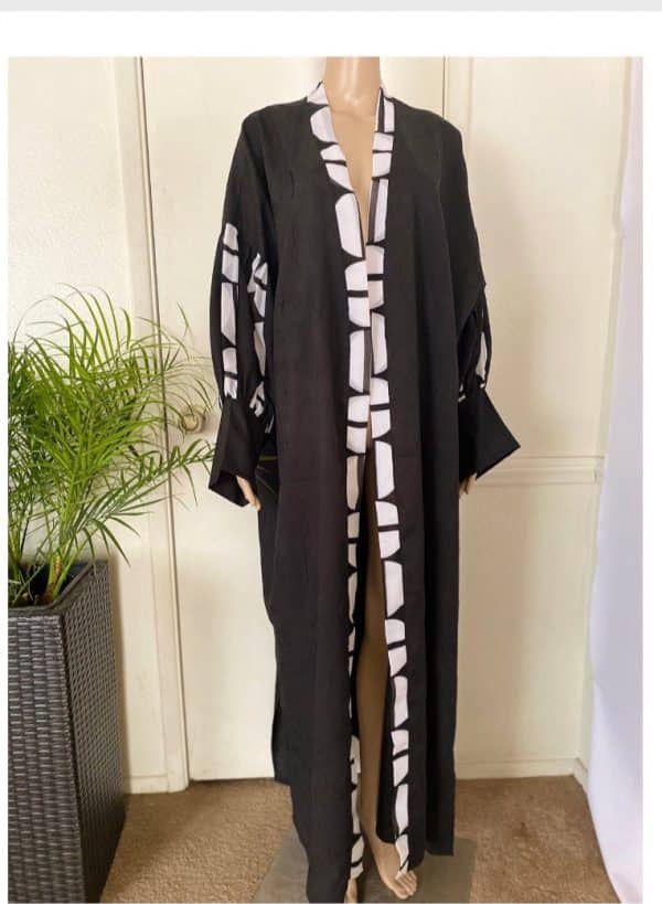 Sheer Black And White Kaftan/ Kimono